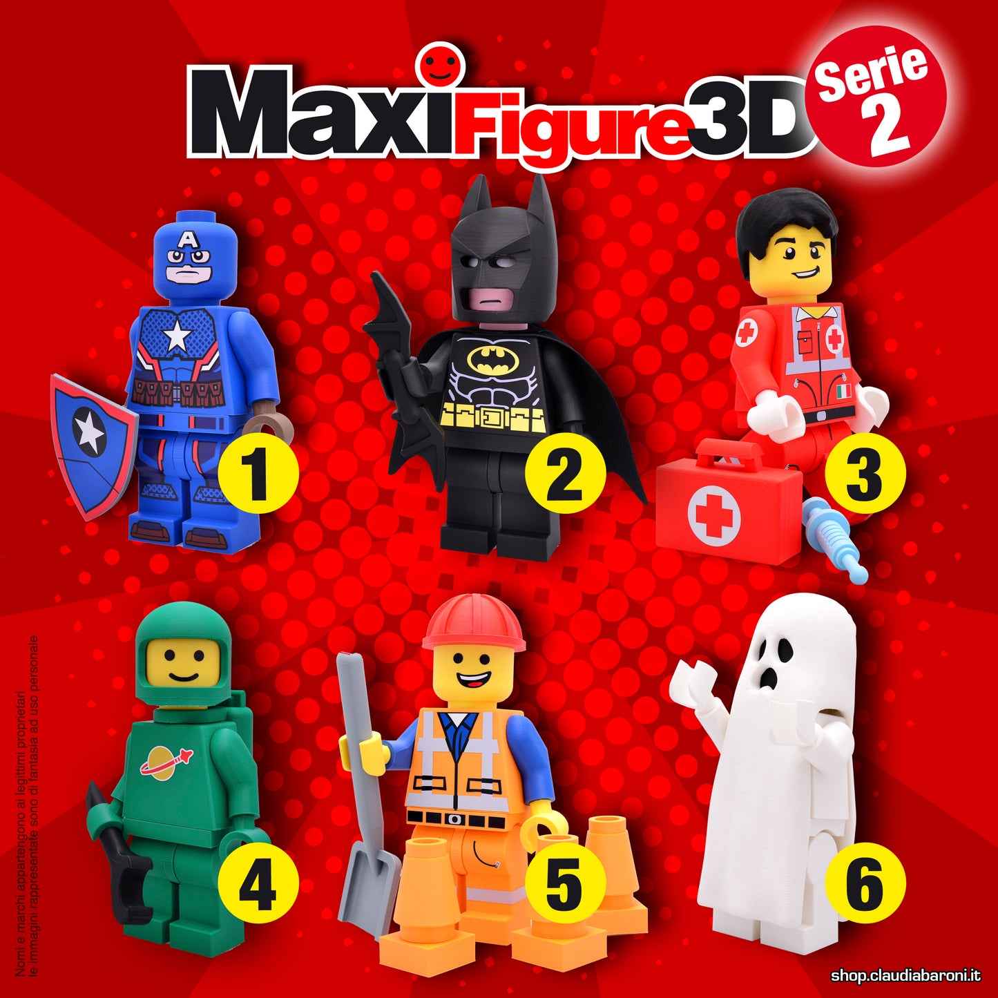 Maxifigure 3d "Serie 2" completa (6 pezzi)