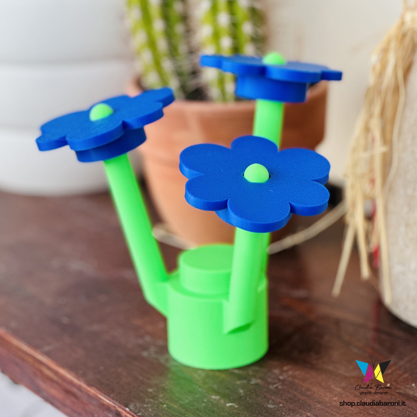 Fiore Lego 3d - Verde acido + petali blu