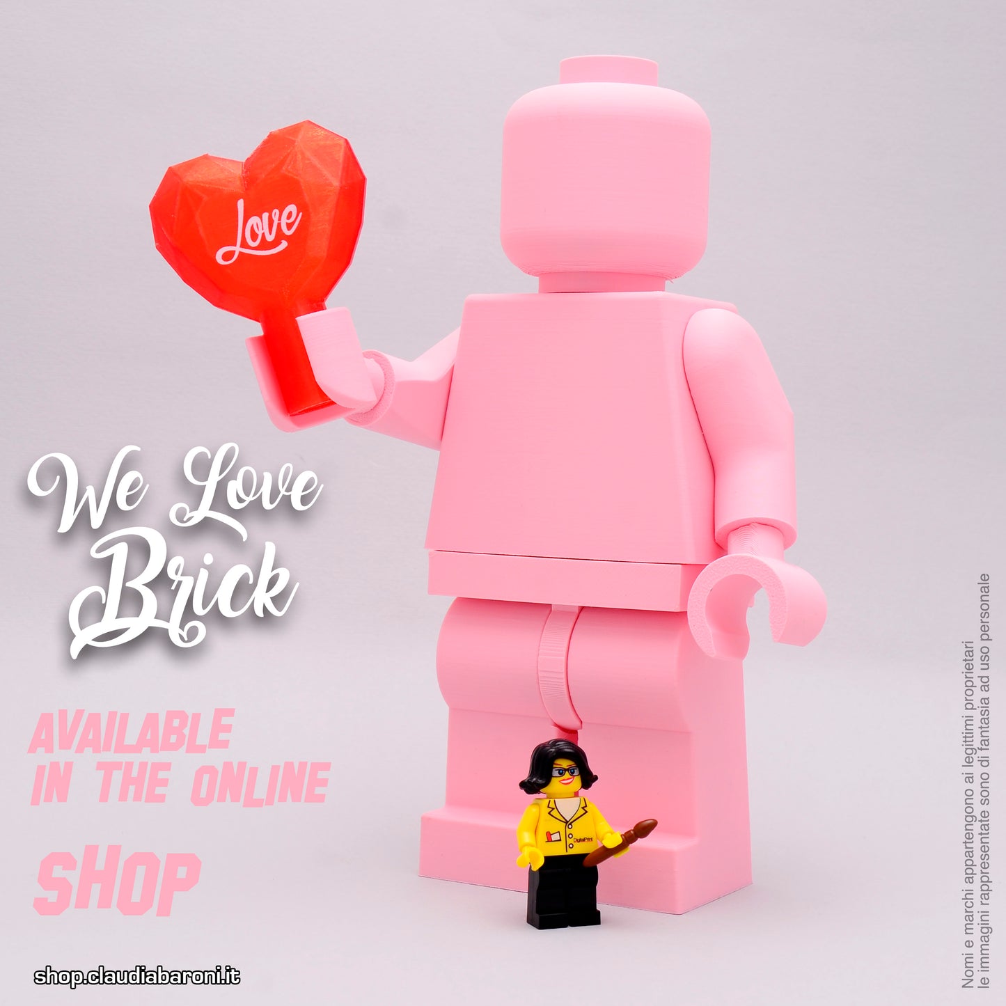 Maxifigura 3d colore Rosa - We Love Brick