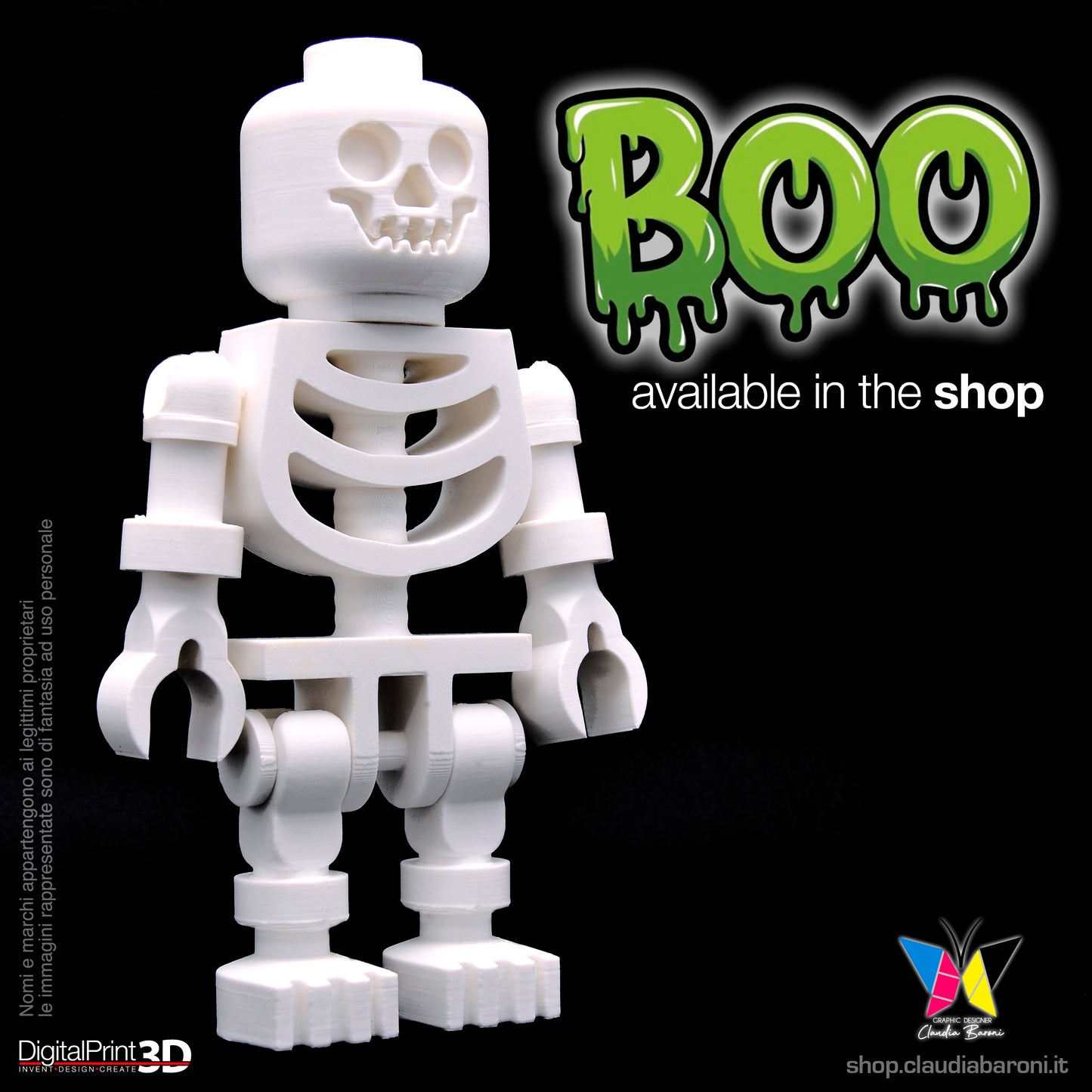 Maxifigura 3d Scheletro colore Bianco (01 - Serie 1)