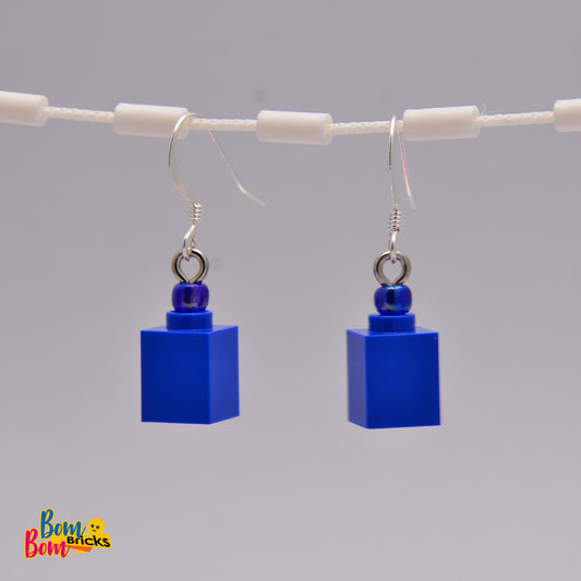 Earrings - blue cube