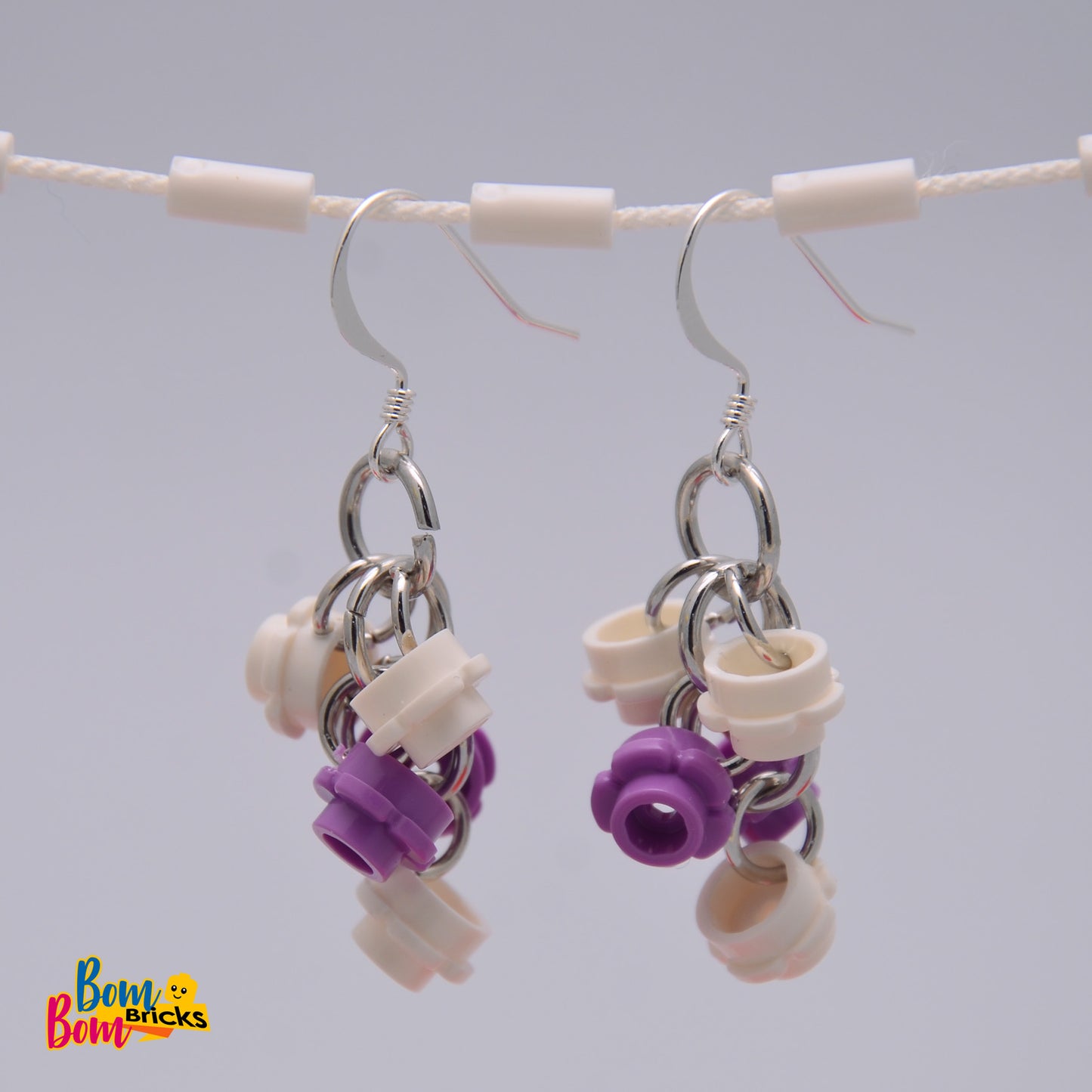 White-purple earrings