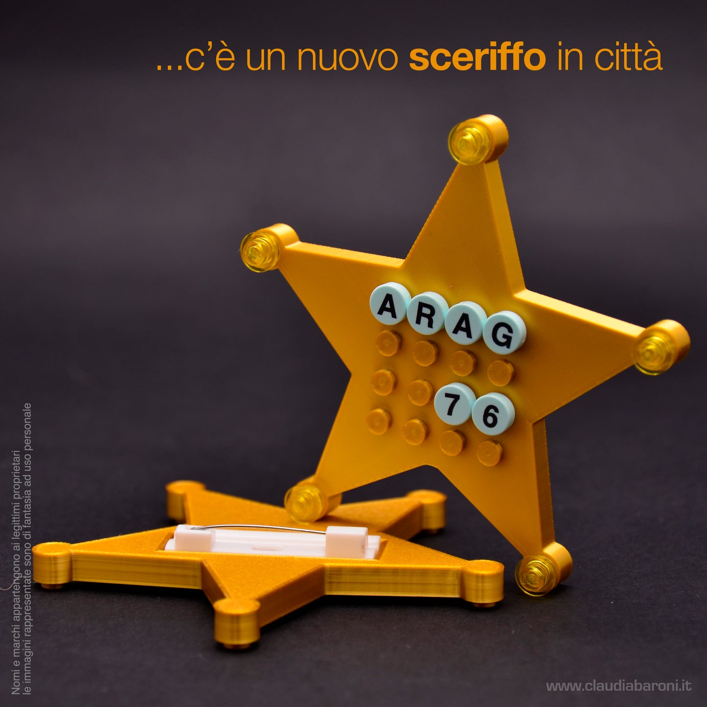 Stella sceriffo con spilla 3d